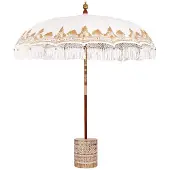 vidaXL Balinese parasol met basis Crème 215 x 215 x 260 cm Katoen