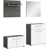 Furnilux Salsa garderobekastcombinatie wit hoogglans MDF TZ rookzilver NB - 37x175x192cm