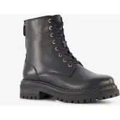 Harper leren dames veterboots met rits zwart maat 38