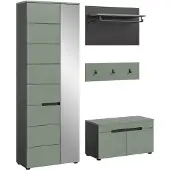 Furnilux Elegante garderobecombinatie in smoke green complete ingangsoplossing met kast
