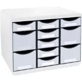 Exacompta Store-Box Multi Black Office White/Harlekijn, 11 open lades (7 plat/4 hoog), geruisloos, 25 jaar garantie