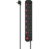 Hama Stekkerdoos met schakelaar - 6-voudig - 1,4m kabel - met overspanningsbeveiliging - Zwart
