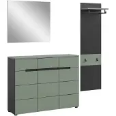 Furnilux Canu kledingkastcombinatie Smoke Green NB Basaltgrijs NB - 37x180x190cm