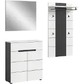 Furnilux Moderne garderobecombinatie in wit paneel- ladekast en spiegel 175x190x37 cm