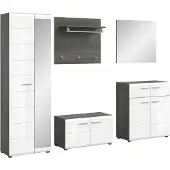 Furnilux Salsa garderobekastcombinatie wit hoogglans MDF TZ rookzilver NB - 37x250x192cm