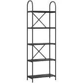 vidaXL Boekenplank 5-laags 60 x 30 x 183 cm Bewerkt hout Zwart Eiken