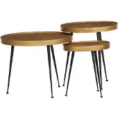 vidaXL Salontafel 3 stuks Goudkleurig bewerkt hout