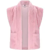 B.NOSY gilet roze Meisjes Imitatiebont Openvallende hals Sterren - maat 110/116