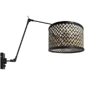 Steinhauer Zwarte wandlamp Prestige Chic 3794ZW met naturel met zwart bamboe kap
