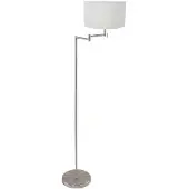 Mexlite Staalkleurige vloerlamp Bella 3878ST met wit grof linnen kap