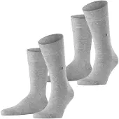 Burlington Everyday 2-Pack eenkleurig katoen multipack sokken heren grijs - maat 40-46