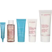 Clarins Head - To -Toe Moisturizing Essentials Set 217 ml - Eau Micellaire 50ml/Total Eye gel 7ml/Silky Cream 30ml/Hand And Nail Cream 30ml/Body Lotion 100m