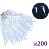vidaXL Kerstverlichting in de vorm van ijspegels, 200 LED's, koud wit licht, 20 meter, acryl/PVC