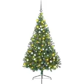 vidaXL Kunststof Voorverlichte Kerstboom met 300 LED Groen 210 cm PVC