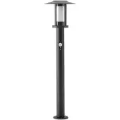 LINDBY Gregory LED tuinpadverlichting, 76cm, sensor, donkergrijs, IP44, zwart, Roestvrij staal, Modern