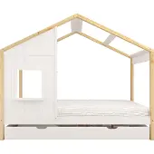 Sunny Beau Bedhuisje met Opberglade Naturel/wit – Zonder Matras