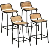 vidaXL Barkruk, 4 stuks, 46x35,5x80 cm, ruw mangohout, massief