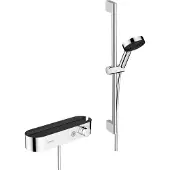 Hansgrohe Pulsify Select S doucheset 105 3jet Activation met handdouche, thermostaat, glijstang 65cm, schuifstuk en doucheslang chroom