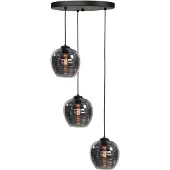 Highlight 3-lichts hanglamp Fantasy zwart met glas