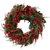 Everlands Kerstkrans Big Berry Groen / Rood D 60 H 14 Cm