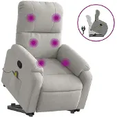 vidaXL Sta-op-massagestoel verstelbaar microvezelstof lichtgrijs