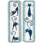 Vervaco - Bladwijzer kit - Vrolijke poezenbende set van 2 - PN-0146948 - Borduren - Borduurpakket - Borduurpakket volwassenen - Borduurpakket kind