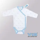 Vib - Rompertje (overslag) Luxe Katoen - Kroontjes (Blauw) - Babykleertjes - romper - rompertjes - rompertjes met tekst - baby cadeau - baby aankondiging - overslagromper