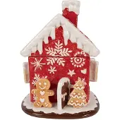 Clayre & Eef Voorraadpot Deksel Gingerbread house Ø 22x28 cm Rood Keramiek