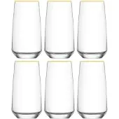 Glozini Longdrinkglas met Gouden Rand - 6 Stuks - 300ml