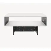 En.casa Salontafel Mjölby, bijzettafel, 36,4 x 80 x 45 cm, rechthoekige woonkamertafel, salontafel, wit/zwart (marmerlook)