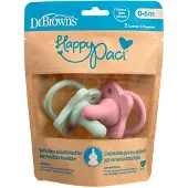 Dr. Brown's Fopspeen HappyPaci Siliconen Roze & Groen 0-6 Mnd