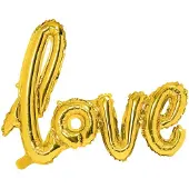 Party-Decoration Partydeco - LOVE script folie ballon gold 73 x 59 cm