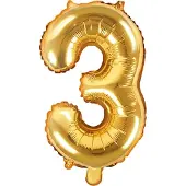 Hobby Hall Partydeco - Folieballon nummer 3 Goud 35 cm