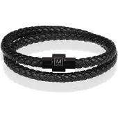 Memphis leren wrap armband Zwart-18cm