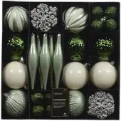 Décoris Kerstballen mixbox 46-delig | glanzend/mat/glitter | groen/wit