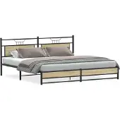 vidaXL Bedframe zonder matras metaal sonoma eikenkleurig 193x201 cm