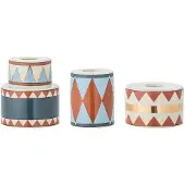Bloomingville Kandelaar aardewerk blauw Bitja - set van 3