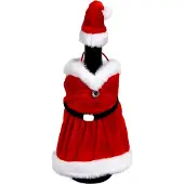 Unique living Kerstjurkje Wijnfles Santa Rood 15 X 25 Cm