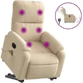 vidaXL Sta-op-massagestoel elektrisch microvezelstof crèmekleurig