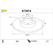 Valeo 673074 Remschijf