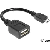 DeLOCK - USB-kabel - USB (v) naar Micro-USB Type B (m) - USB 2.0 OTG - 18 cm - Zwart