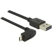 DeLOCK Easy-Micro USB haaks (boven/beneden) naar Easy-USB-A kabel - USB2.0 - tot 2A / zwart - 1 meter