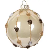 Clayre & Eef Kerstbal Overig Ø 8x8 cm Beige Glas Kerstballen