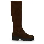 Manfield Donkerbruine hoge stretch laarzen | Maat 39