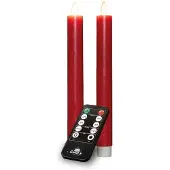 Annas collection Oplaadbare dinerkaars 23 cm | Rood | Bewegende vlam | 2 stuks