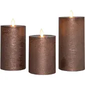Anna's Collection Oplaadbare led kaarsen 7,5 x 10 cm, 12,5 cm, 15 cm | Brons | Bewegende vlam | 3 stuks