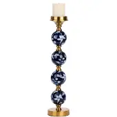 Goodwill Kaarsenhouder Porcelein Blauw-Goud H 49 cm