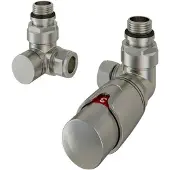 Eastbrook Valve radiator aansluitset haaks gedraaid met thermostaat 15mm RVS