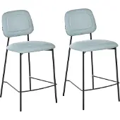 Beliani DUETTE - Barkruk set van 2 - Lichtblauw - Fluweel