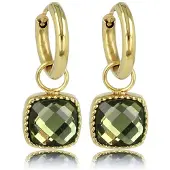 My Bendel – Elegante Gouden Oorringen met Groene Glassteen